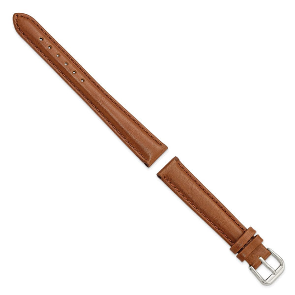 DeBeer 14mm Havana Smooth Leather with Silver-tone Buckle 6.75 inch Watch Band
