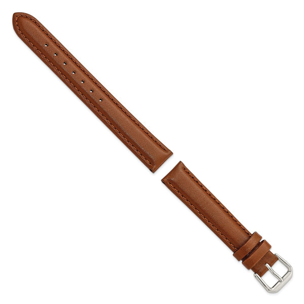 DeBeer 15mm Havana Smooth Leather with Silver-tone Buckle 7.5 inch Watch Band