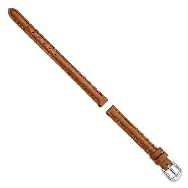 DeBeer 8mm Havana Smooth Leather with Silver-tone Buckle 6.75 inch Watch Band