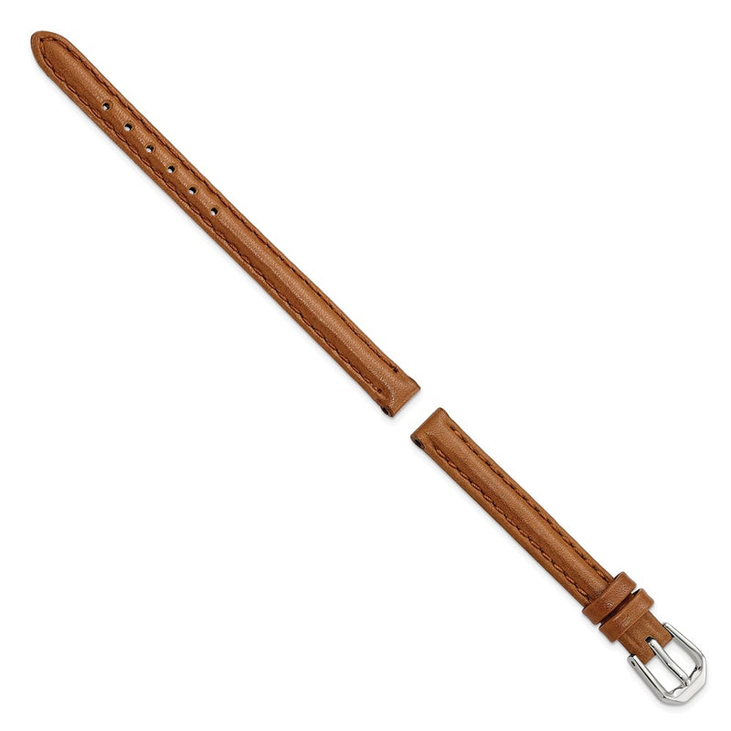 DeBeer 8mm Havana Smooth Leather with Silver-tone Buckle 6.75 inch Watch Band