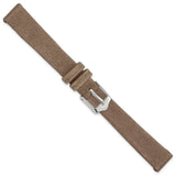 12mm Dark Brown Suede Flat Leather Silver-tone Buckle Watch Band