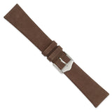 20mm Dark Brown Suede Flat Leather Silver-tone Buckle Watch Band