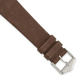 20mm Dark Brown Suede Flat Leather Silver-tone Buckle Watch Band