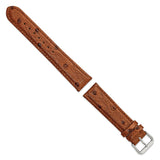 DeBeer 20mm Havana Ostrich Grain Leather with Silver-tone Buckle 7.5 inch Watch Band