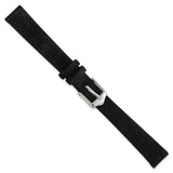 DeBeer 12mm Black Suede Flat Leather with Silver-tone Buckle 6.75 inch Watch Band