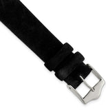 16mm Black Suede Flat Leather Silver-tone Buckle Watch Band