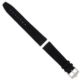 DeBeer 20mm Black Suede Flat Leather with Silver-tone Buckle 7.75 inch Watch Band