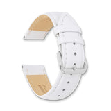 12mm White Smooth Leather Silver-tone Buckle Watch Band