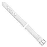 DeBeer 18mm White Smooth Leather with Silver-tone Buckle 7.5 inch Watch Band