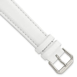 18mm White Smooth Leather Silver-tone Buckle Watch Band