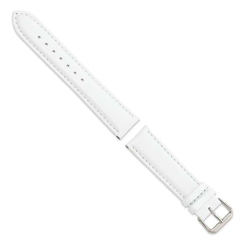 DeBeer 20mm White Smooth Leather with Silver-tone Buckle 7.5 inch Watch Band