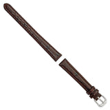 DeBeer 12mm Brown Ostrich Grain Leather with Silver-tone Buckle 6.75 inch Watch Band