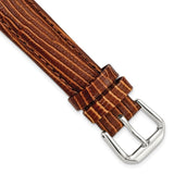 16mm Brown Snake Grain Leather Silver-tone Buckle Watch Band