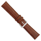 20mm Brown Snake Grain Leather Silver-tone Buckle Watch Band