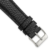 19mm Black Genuine Lizard Silver-tone Buckle Watch Band