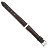 16mm Dark Brown Genuine Lizard Silver-tone Buckle Watch Band