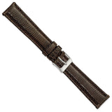 19mm Dark Brown Genuine Lizard Silver-tone Buckle Watch Band