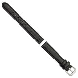 DeBeer 15mm Black Lizard Grain Leather with Silver-tone Buckle 7.5 inch Watch Band