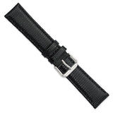 DeBeer 20mm Black Lizard Grain Leather with Silver-tone Buckle 7.5 inch Watch Band