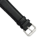 20mm Black Lizard Grain Leather Silver-tone Buckle Watch Band