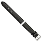 DeBeer 18mm Short Black Lizard Grain Leather with Silver-tone Buckle 6.75 inch Watch Band