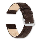 DeBeer 12mm Dark Brown Lizard Grain Leather with Silver-tone Buckle 6.75 inch Watch Band
