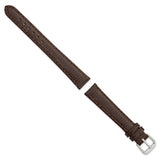 DeBeer 14mm Dark Brown Lizard Grain Leather with Silver-tone Buckle 6.75 inch Watch Band