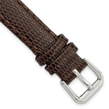 DeBeer 14mm Dark Brown Lizard Grain Leather with Silver-tone Buckle 6.75 inch Watch Band