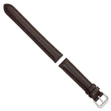 DeBeer 15mm Dark Brown Lizard Grain Leather with Silver-tone Buckle 7.5 inch Watch Band