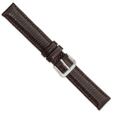 DeBeer 15mm Dark Brown Lizard Grain Leather with Silver-tone Buckle 7.5 inch Watch Band