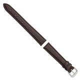 DeBeer 16mm Dark Brown Lizard Grain Leather with Silver-tone Buckle 7.5 inch Watch Band