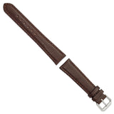 19mm Dark Brown Lizard Grain Leather Silver-tone Buckle Watch Band