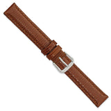 15mm Havana/Brown Lizard Grain Leather Silver-tone Buckle Watch Band