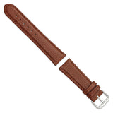 20mm Short Havana/Brown Lizard Grain Leather Silver-tone Bkle Watch Band