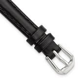 DeBeer 10mm Black Italian Leather with Silver-tone Buckle 6.75 inch Watch Band
