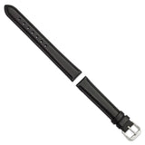 DeBeer 15mm Black Italian Leather with Silver-tone Buckle 7.5 inch Watch Band