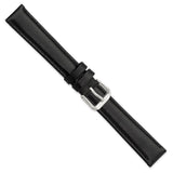 DeBeer 16mm Black Italian Leather with Silver-tone Buckle 7.5 inch Watch Band