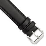 18mm Black Italian Leather Silver-tone Buckle Watch Band