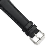 19mm Black Italian Leather Silver-tone Buckle Watch Band