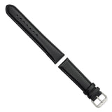 20mm Black Italian Leather Silver-tone Buckle Watch Band