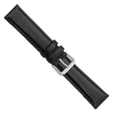DeBeer 20mm Black Italian Leather with Silver-tone Buckle 7.5 inch Watch Band
