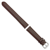 18mm Dark Brown Italian Leather Silver-tone Buckle Watch Band