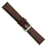 DeBeer 20mm Dark Brown Italian Leather with Silver-tone Buckle 7.5 inch Watch Band