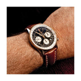 DeBeer 19mm Saddle Brown Oil-tanned Leather with White Stitching and Silver-tone Buckle 7.5 inch Watch Band