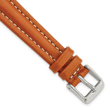 14mm Light Brown/Saddle Oil-tanned Leather Silver-tone Buckle Watch Band