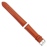 22mm Light Brown/Saddle Oil-tanned Leather Silver-tone Buckle Watch Band