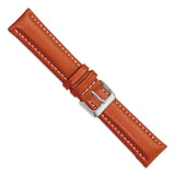 22mm Light Brown/Saddle Oil-tanned Leather Silver-tone Buckle Watch Band