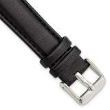 18mm Black Glove Leather Silver-tone Buckle Watch Band