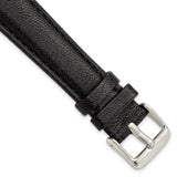 19mm Black Glove Leather Silver-tone Buckle Watch Band
