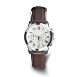 DeBeer 22mm Dark Brown Glove Leather with Silver-tone Panerai Style Buckle 7.75 inch Watch Band